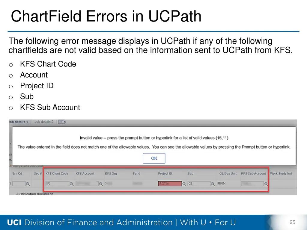 chartfield errors in ucpath