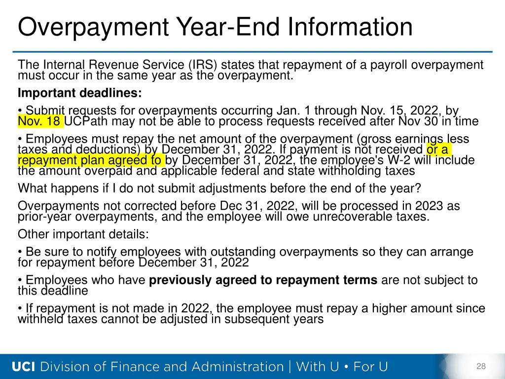 overpayment year end information