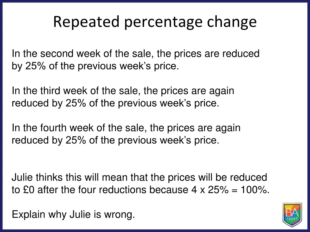 repeated percentage change 1