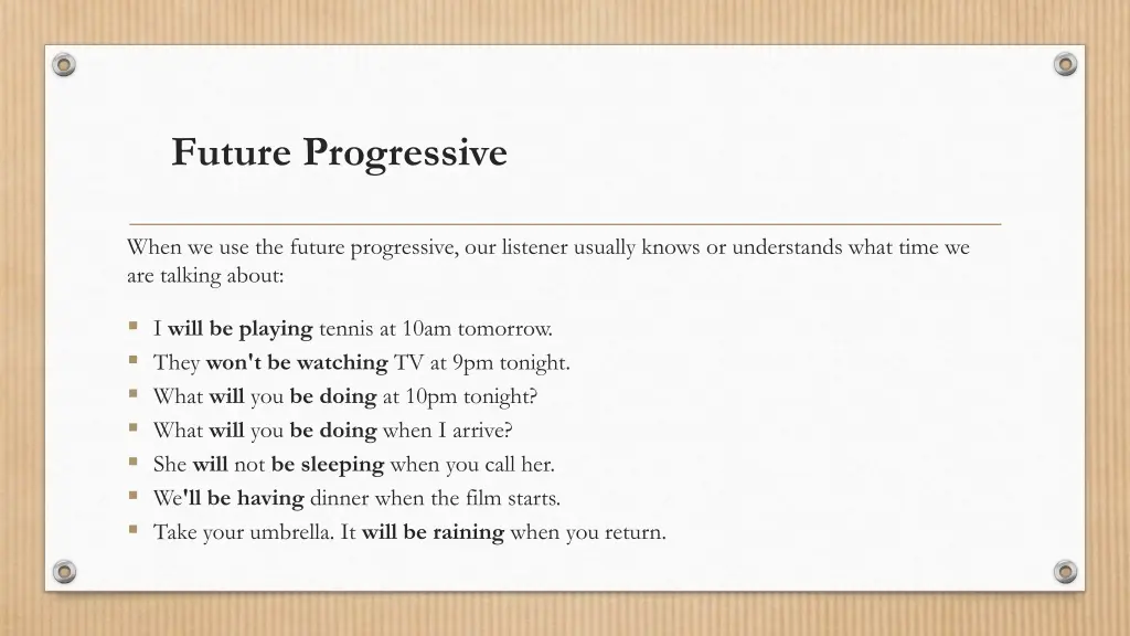 future progressive 2