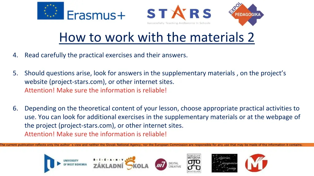 how to work with the materials 2