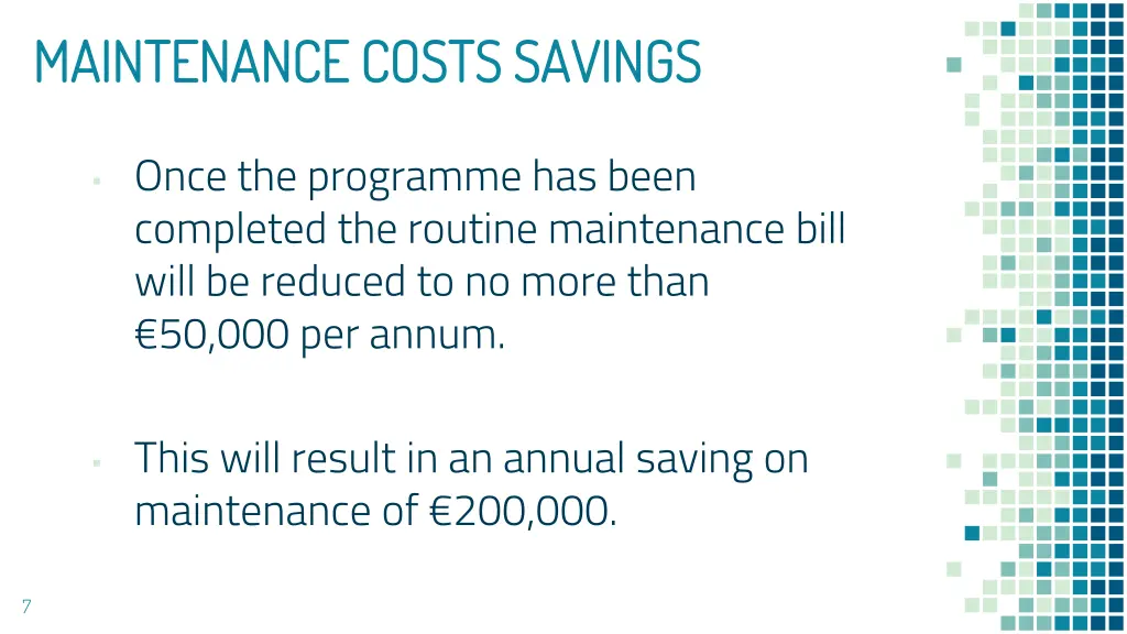 maintenance costs savings maintenance costs 1