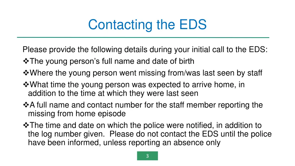 contacting the eds