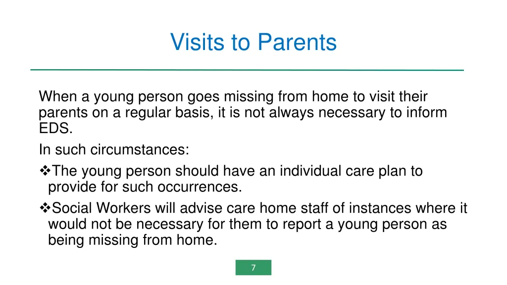 visits to parents