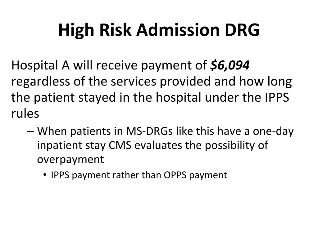 high risk admission drg