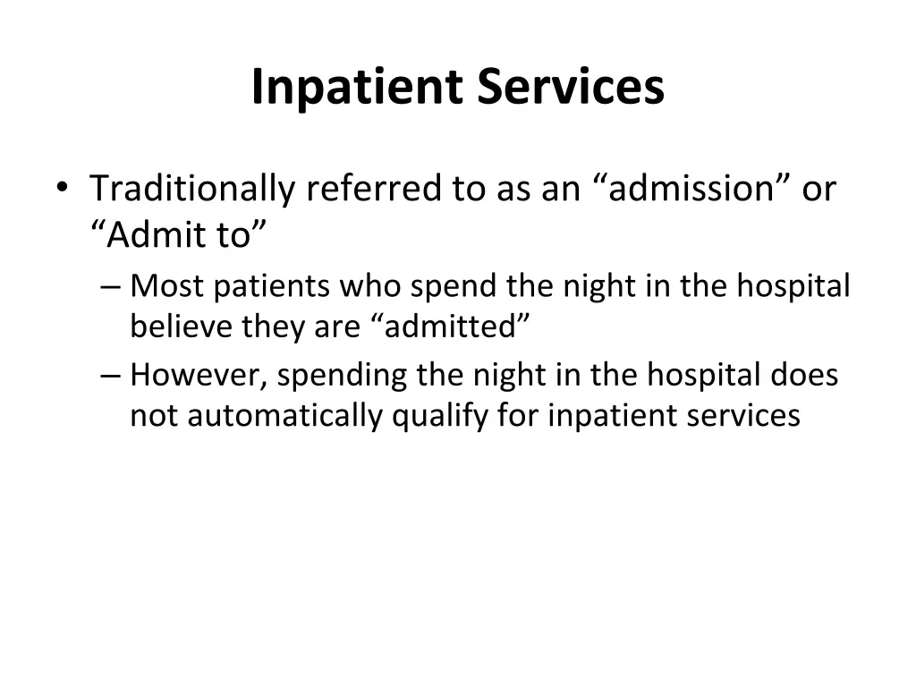 inpatient services