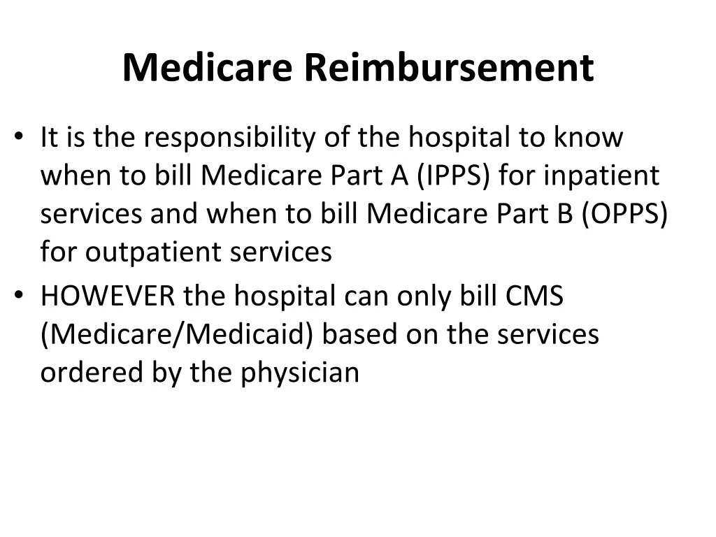 medicare reimbursement