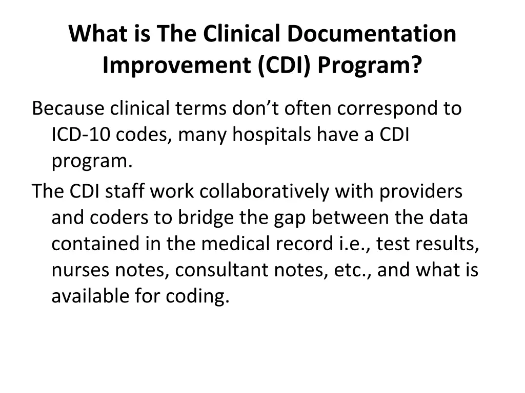 what is the clinical documentation improvement