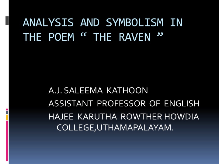 analysis and symbolism in the poem the raven