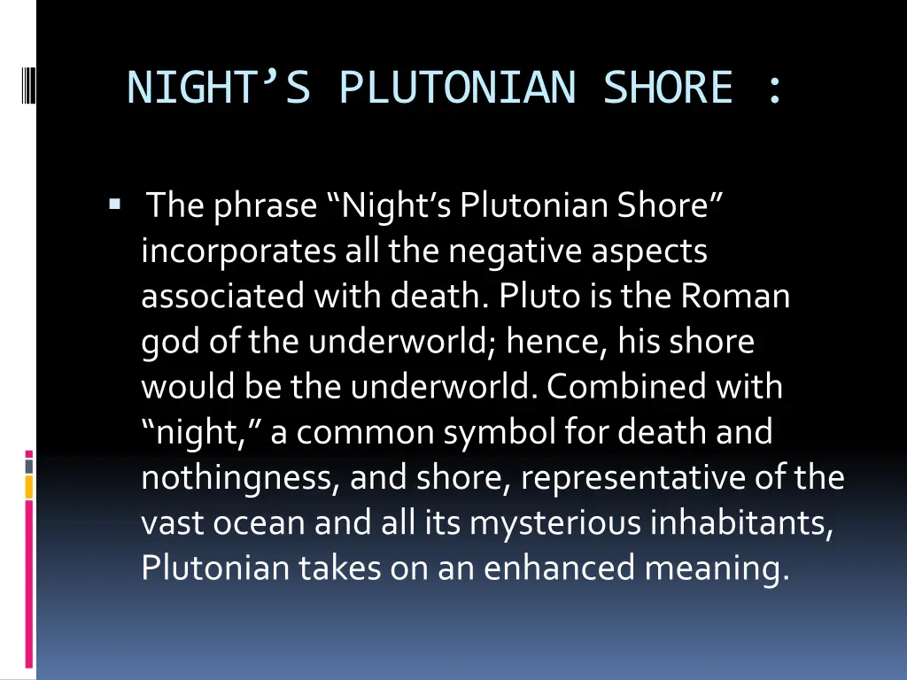 night s plutonian shore