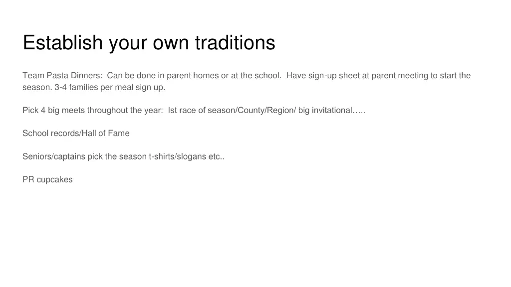 establish your own traditions