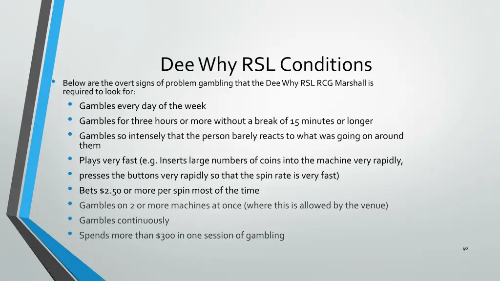 dee why rsl conditions