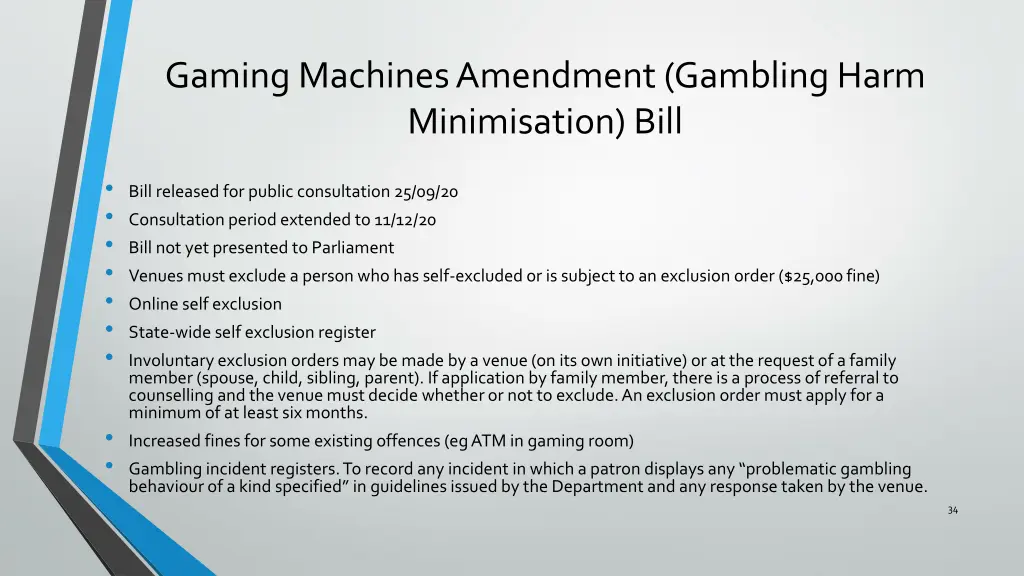 gaming machines amendment gambling harm