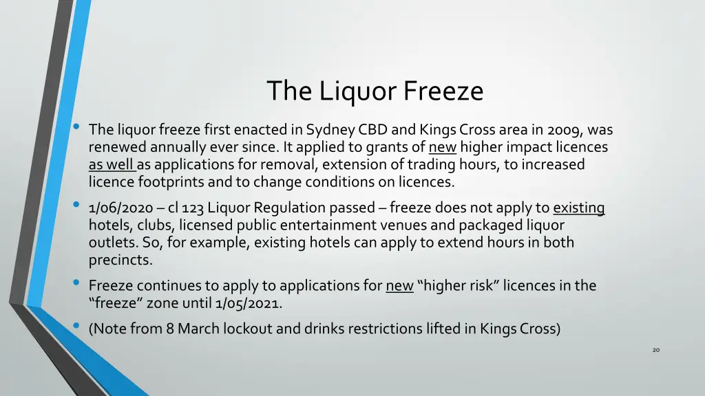 the liquor freeze