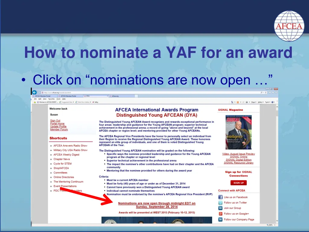 how to nominate a yaf for an award 1