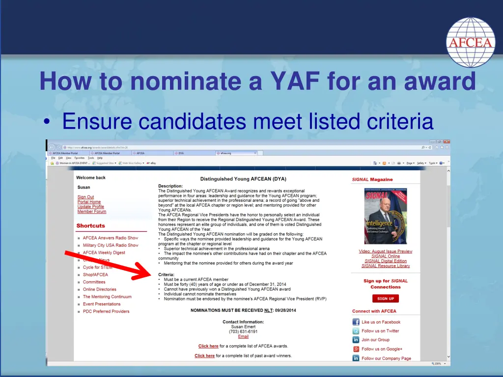 how to nominate a yaf for an award 2