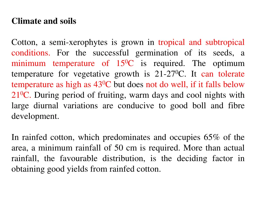 climate and soils