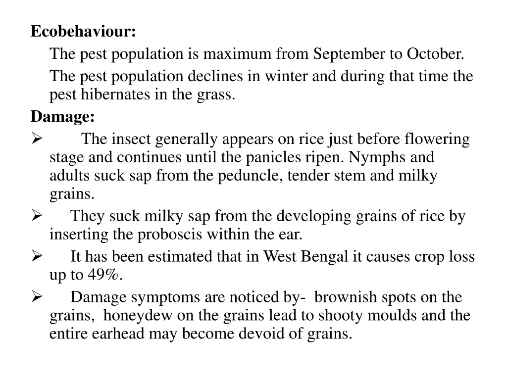 ecobehaviour the pest population is maximum from