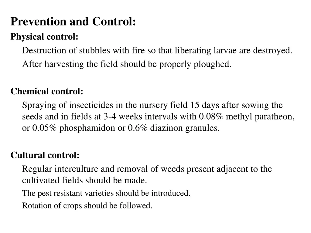 prevention and control physical control