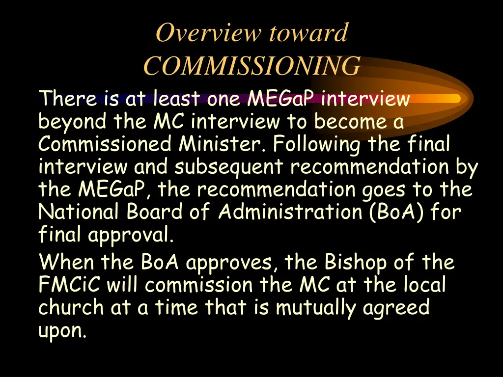 overview toward commissioning there is at least