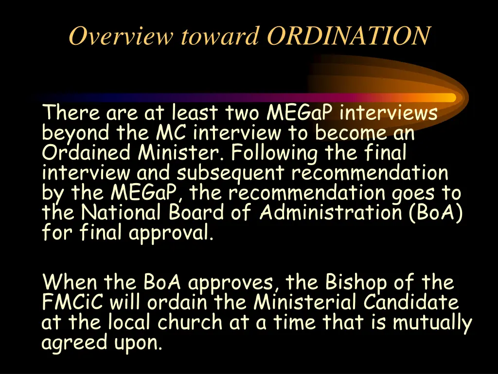 overview toward ordination