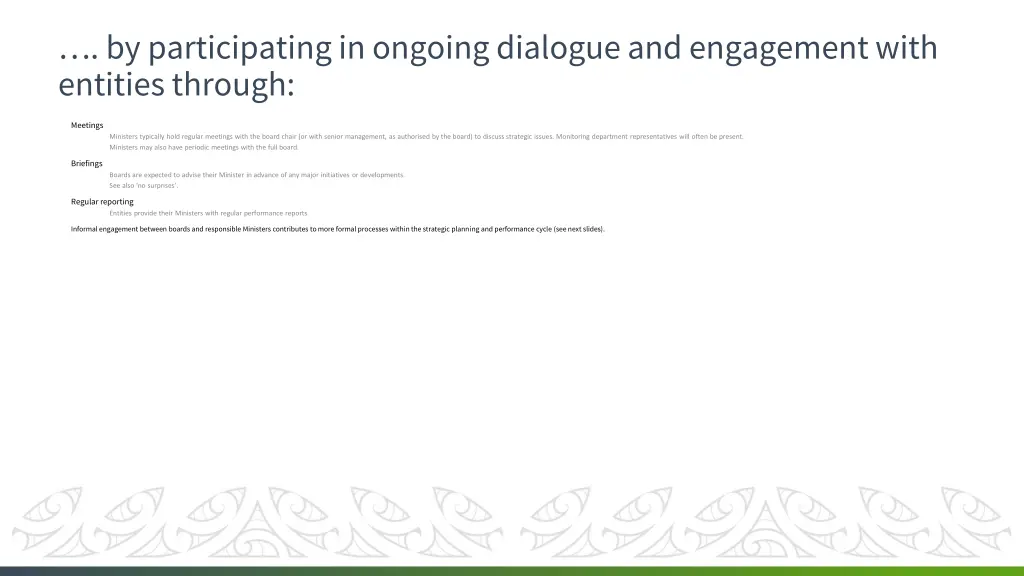 by participating in ongoing dialogue