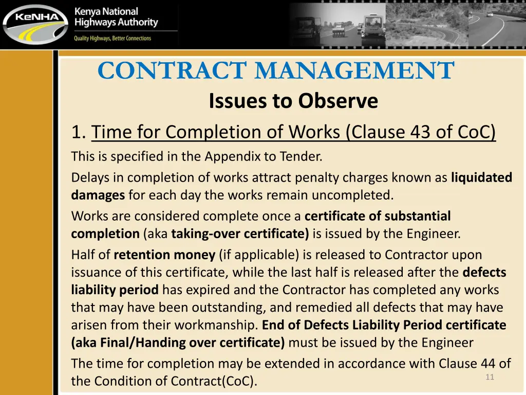 contract management issues to observe 1 time