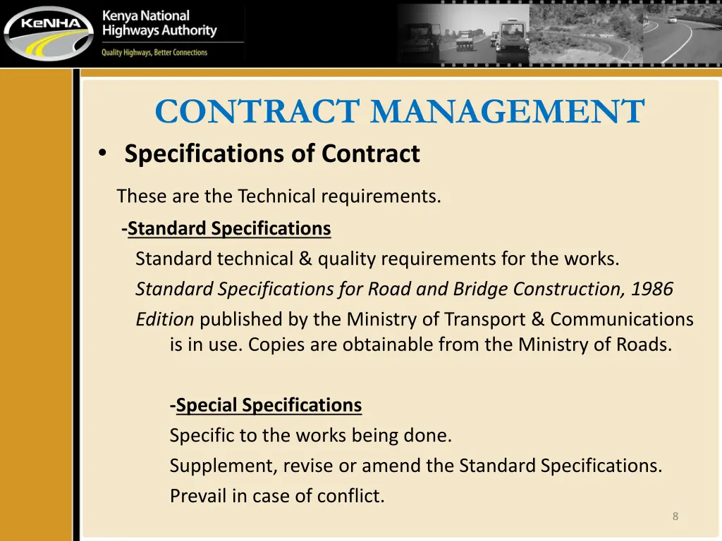 contract management specifications of contract