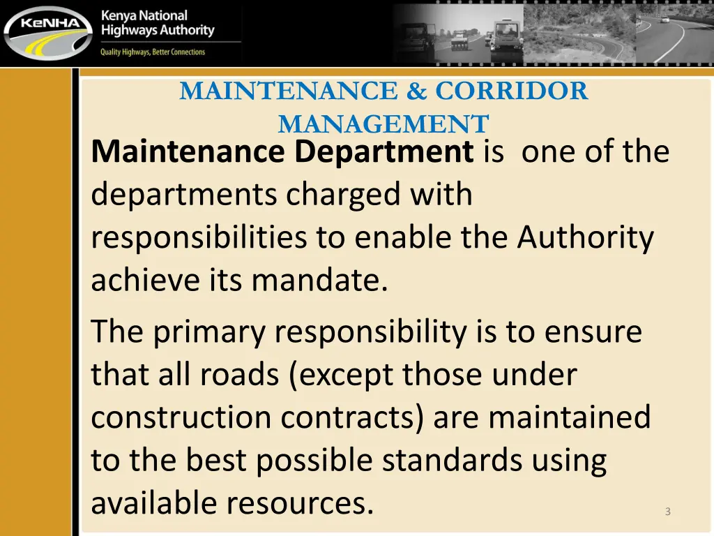 maintenance corridor management maintenance