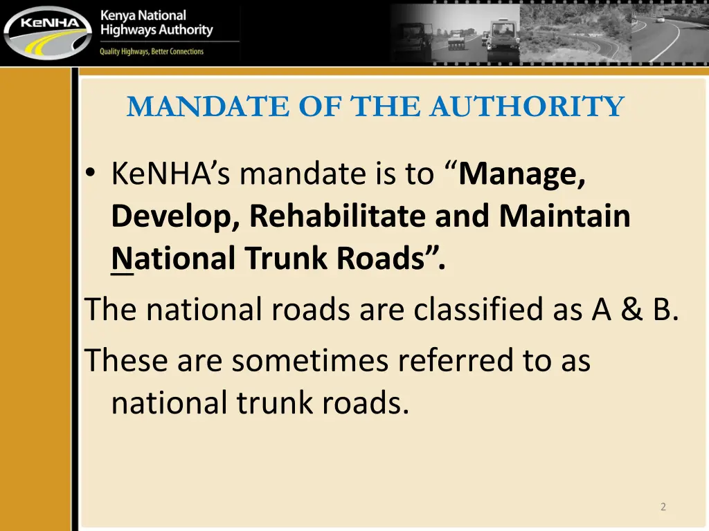 mandate of the authority