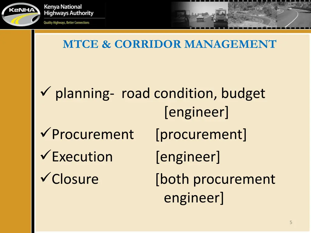 mtce corridor management