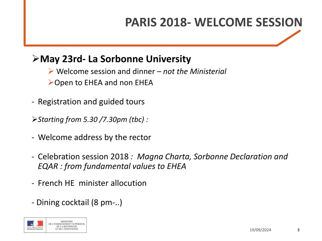 paris 2018 welcome session