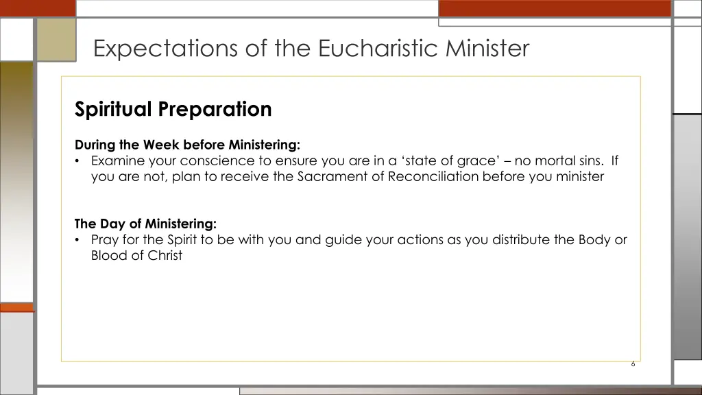 expectations of the eucharistic minister