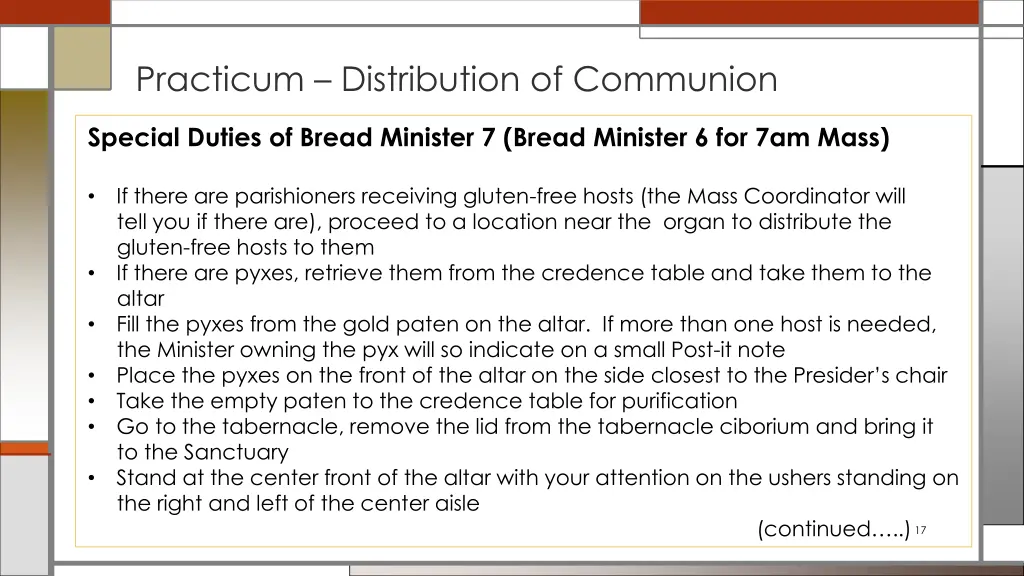 practicum distribution of communion 1