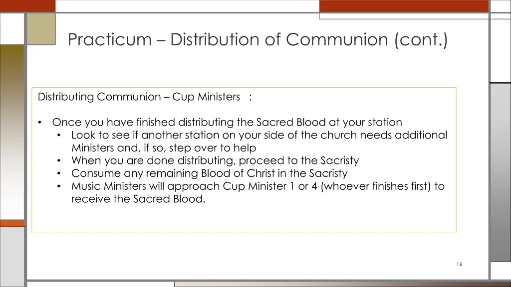 practicum distribution of communion cont 4