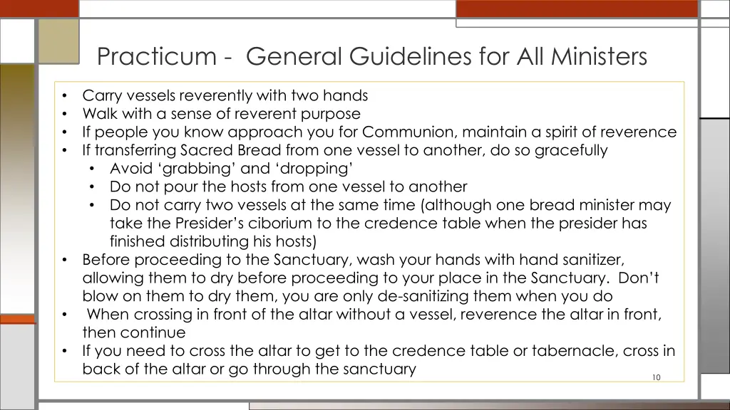 practicum general guidelines for all ministers