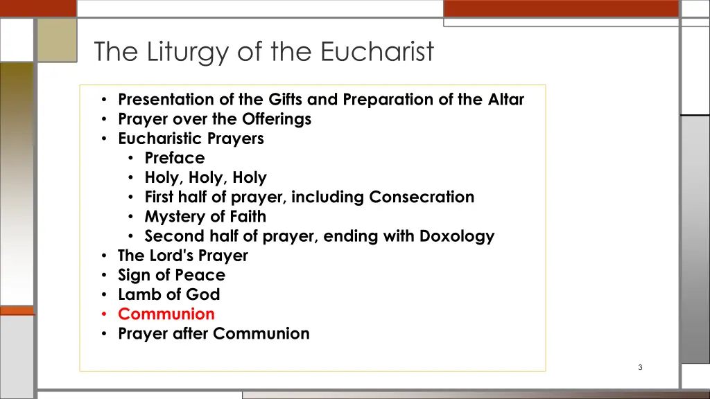 the liturgy of the eucharist