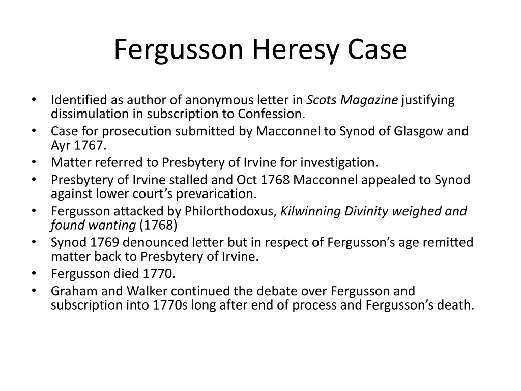 fergusson heresy case