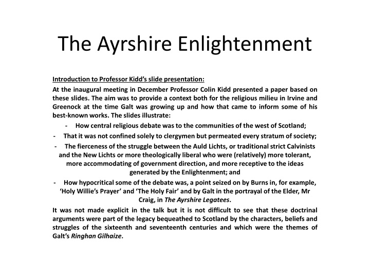 the ayrshire enlightenment