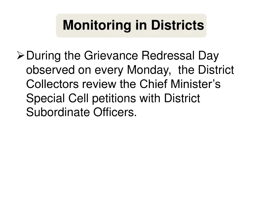 monitoring in districts