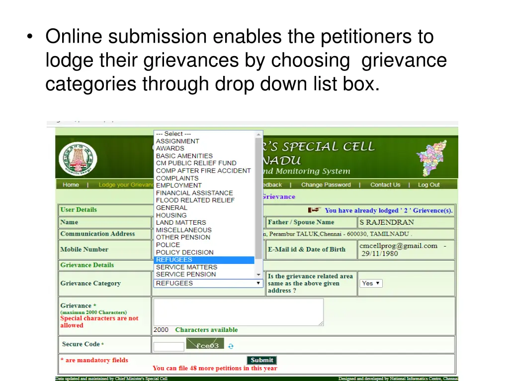 online submission enables the petitioners