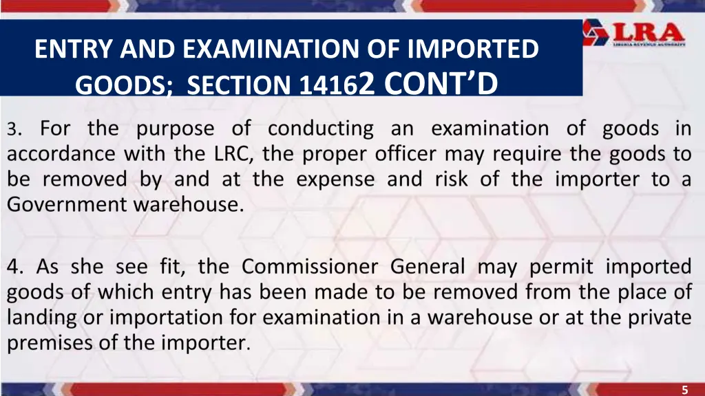 entry and examination of imported goods section 1