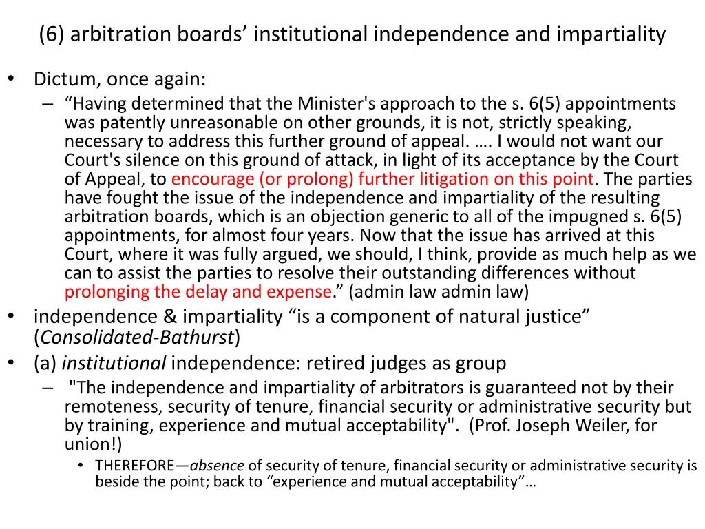 6 arbitration boards institutional independence