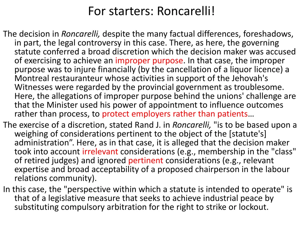 for starters roncarelli