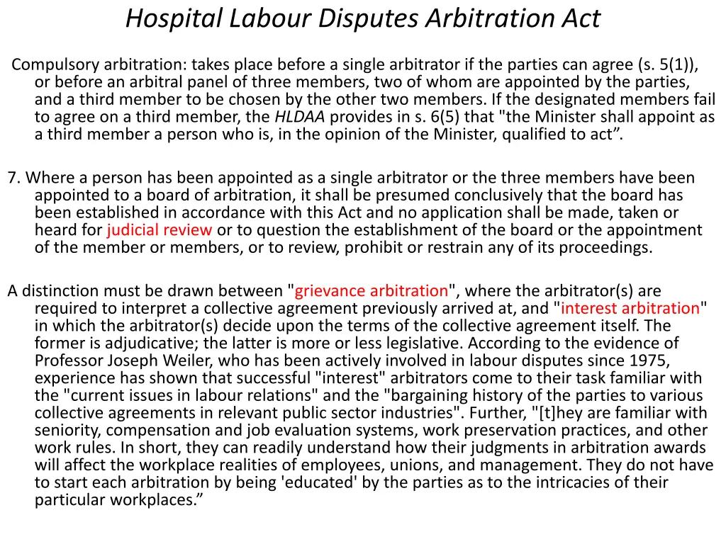 hospital labour disputes arbitration act