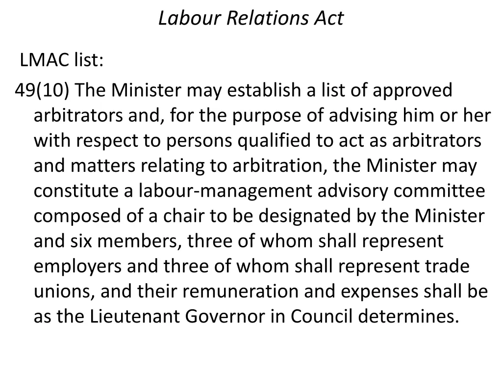 labour relations act