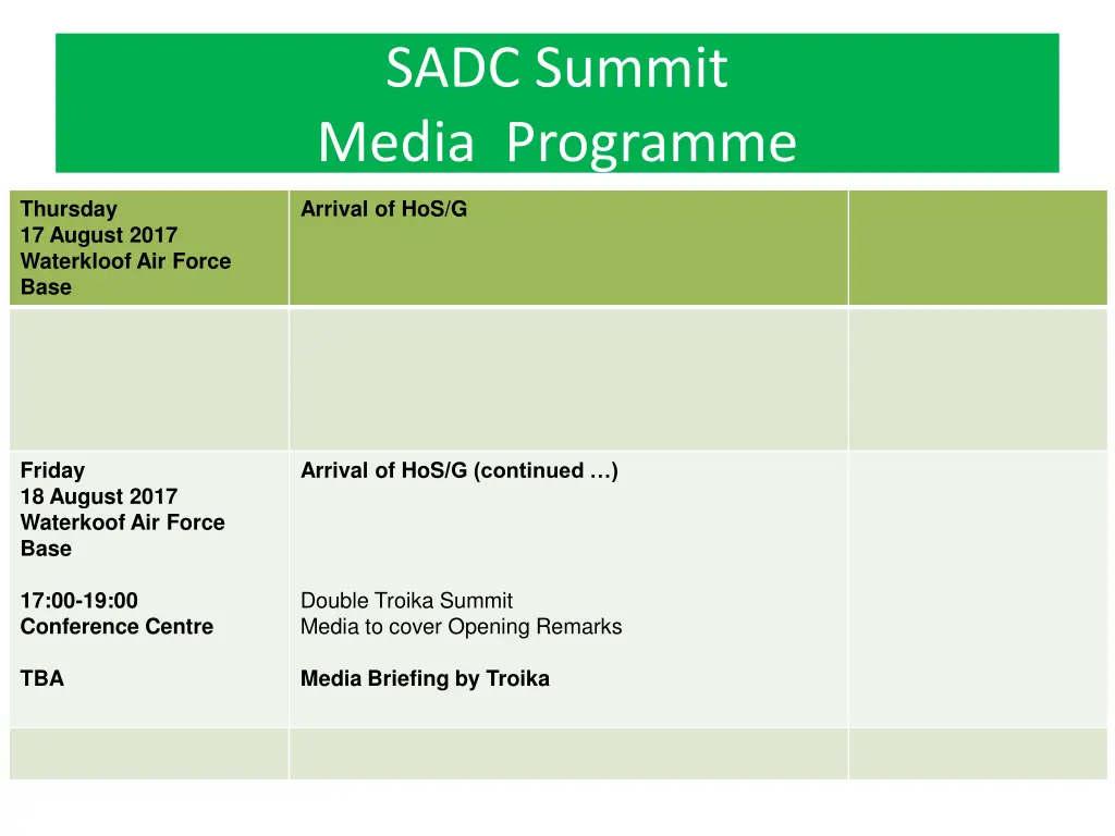 sadc summit media programme 3