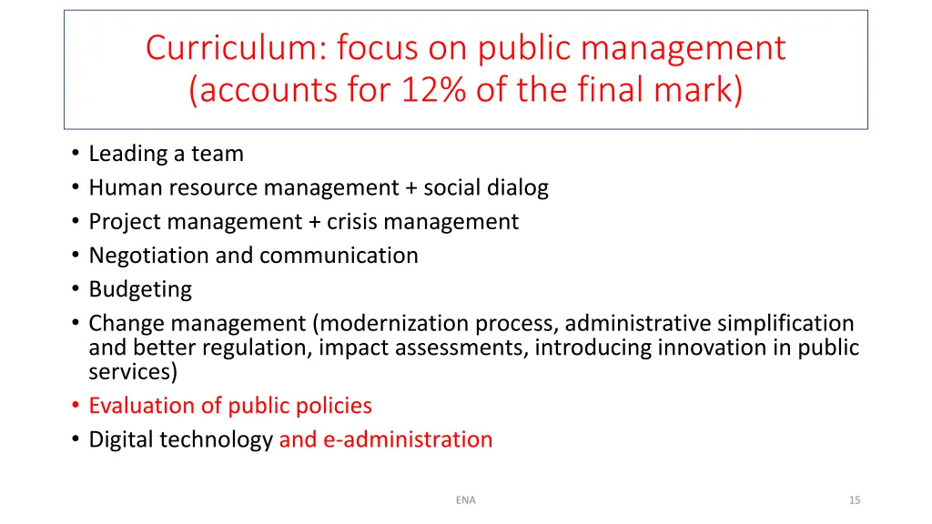 curriculum focus on public management accounts