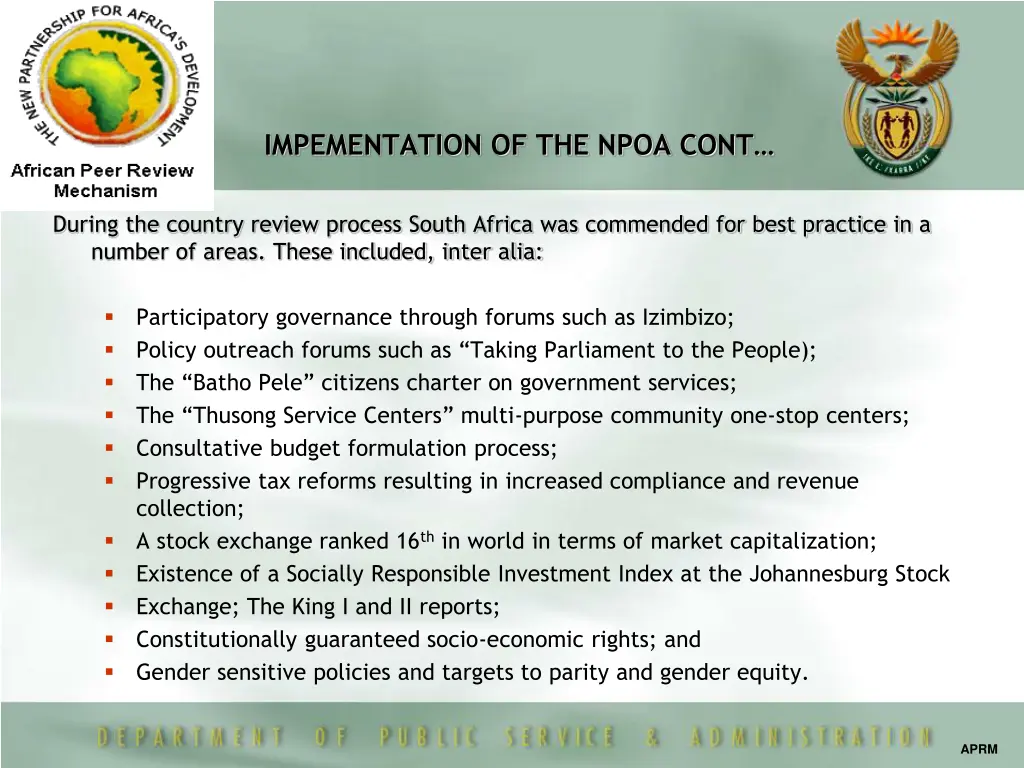 impementation of the npoa cont 1