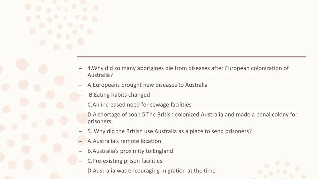 4 why did so many aborigines die from diseases